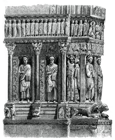 Detalje af St Trophimus portal, Arles, 1100-tallet, 1870 af Unbekannt