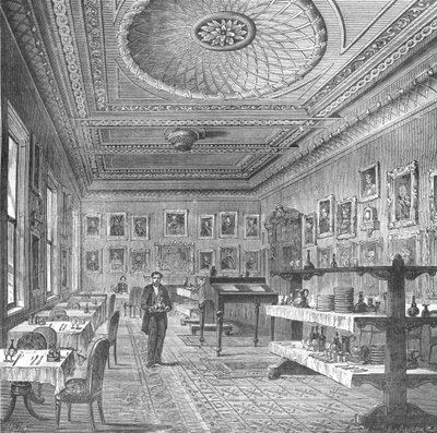 Spisestue i Garrick Club, 1897 af Unbekannt