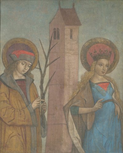 Diptykon af de hellige Achatius, Barbara, Apollonia og Sebald, ca. 1490. af Unbekannt