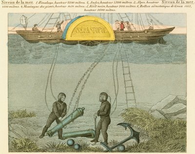 Dykkere bjærger kanoner fra havbunden, c1855 af Unbekannt