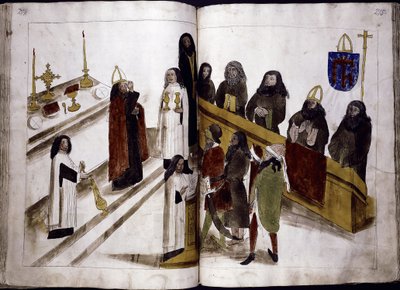 Gudstjeneste efter den græsk-ortodokse ritual fra: Ulrich Richental Chronicle of the Council of Constance, 1414-1418 af Unbekannt