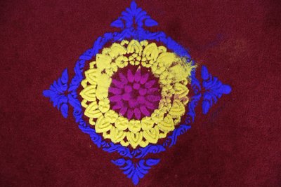 Diwali rangoli i Shirdi Sai Baba-templet, Leicester. Det Forenede Kongerige af Unbekannt