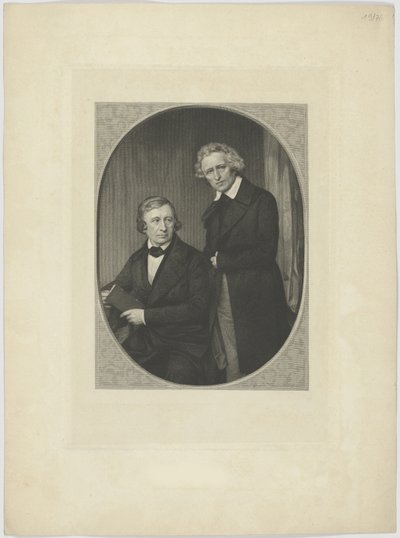 Dobbeltportræt af brødrene Grimm, ca 1845. af Unbekannt