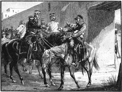 Dr. Brydon ankommer til Jelalabad med nyheder om britiske dødsfald, Første anglo-afghanske krig, 1842, c1885 af Unbekannt
