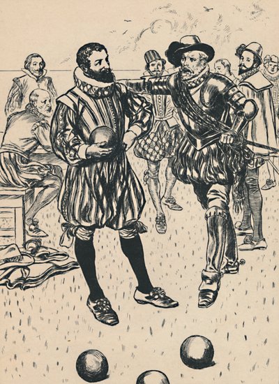 Drake får at vide, at Armadaen nærmer sig, c1907 af Unbekannt