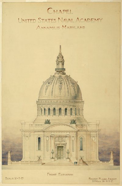 Tegning, kapel, U.S. Naval Academy af Unbekannt