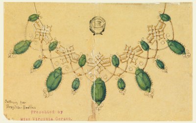 Tegning, design til halskæde med brasilianske biller af Unbekannt