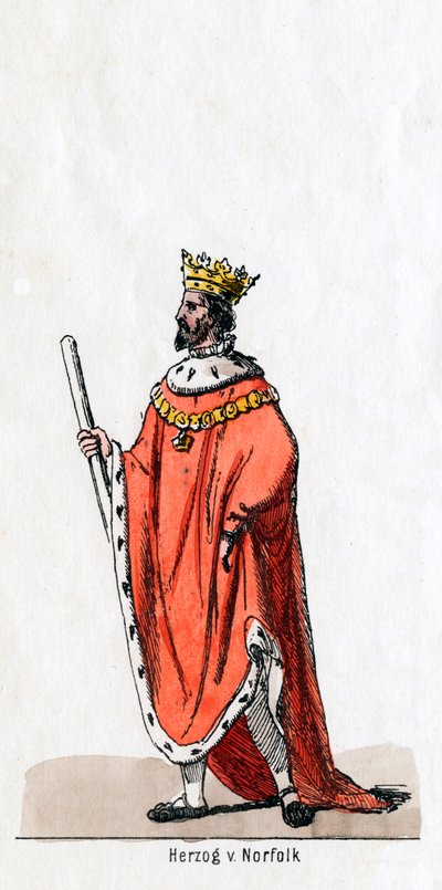 Duke of Norfolk, kostumedesign til Shakespeares skuespil, Henry VIII, 1800-tallet. af Unbekannt