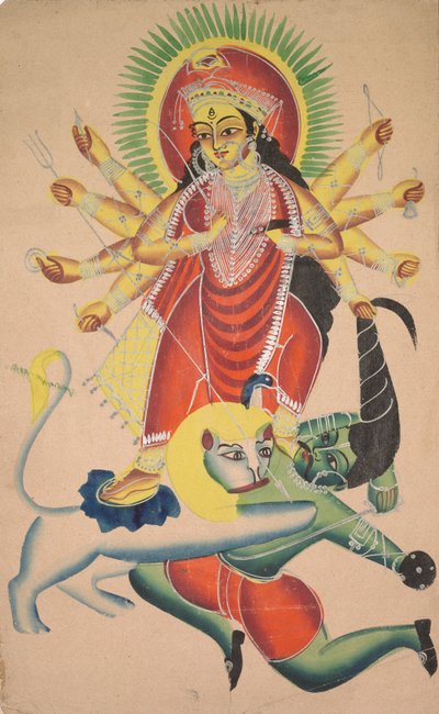 Durga Killing the Demon Mahisha, 1800-tallet. af Unbekannt