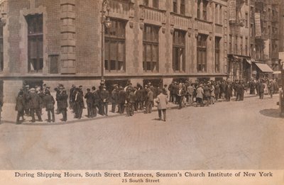 Under forsendelsestiden, South Street Entrances, Seamens Church Institute of New York, c1888. af Unbekannt