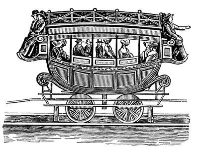 Tidlig amerikansk jernbanevogn adopteret fra vejtransport af Unbekannt