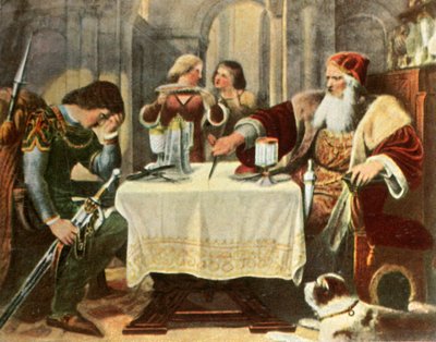 Eberhard skærer halve dugen i mellem sig selv og sin søn Ulrich, 1377, 1936. af Unbekannt