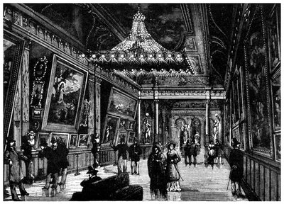 Edisons glødelamper lyser op i et kunstgalleri i New York, 1882 1956 af Unbekannt