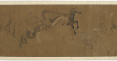 Otte heste og en brudgom, Ming eller Qing dynasti, 1600-tallet. af Unbekannt