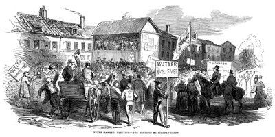 Valgkampe i Stepney Green under Tower Hamlets-valget, London, 1852 af Unbekannt