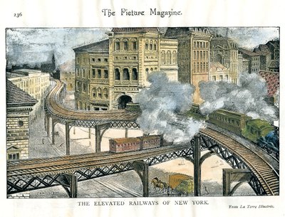 Elevated Railway i New York, fra The Picture Magazine, c1800-tallet af Unbekannt