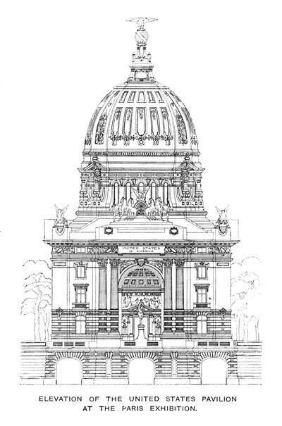 Forhøjning af USA-pavillonen ved Paris-udstillingen, 1900 af Unbekannt