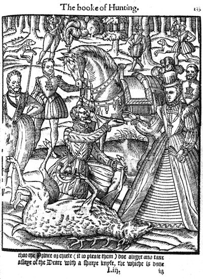 Elizabeth I udfører ceremonien for at analysere hjorten, 1576 af Unbekannt