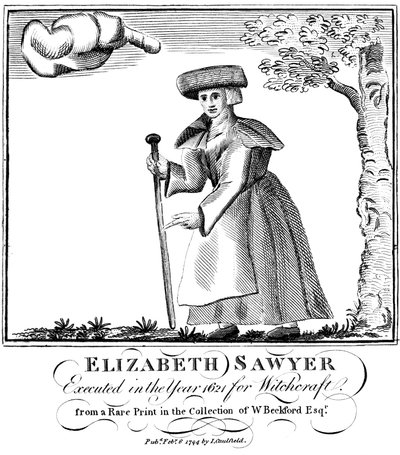 Elizabeth Sawyer, henrettet som heks i England i 1621, 1794 af Unbekannt