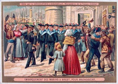 Marinesoldaternes indskibning i Brest til Madagaskar, 1883 af Unbekannt