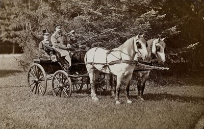 Kejser Alexander III 1845-1894 og kejserinde Maria Fyodorovna 1847-1928 på en hestevogn. af Unbekannt