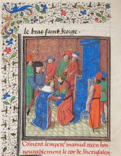 Kejser Manuel I Komnenos mødes med kong Amalric I af Jerusalem. Miniature fra Historia af Vilhelm af Tyrus, 1460