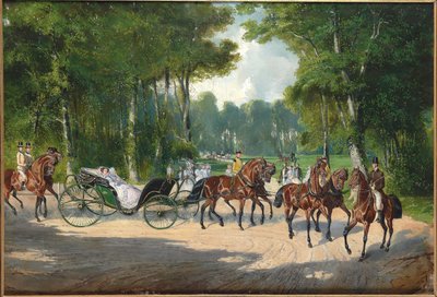 Kejserinde Elisabeth i en vogn i Wiens Prater, ca 1860. af Unbekannt