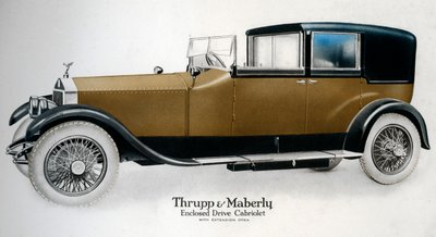 Lukket drev Rolls-Royce cabriolet med forlænger åben, c1910-1929 af Unbekannt