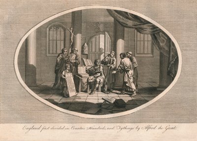 England blev først delt i amter, hundreder og tiende af Alfred den Store, c880
