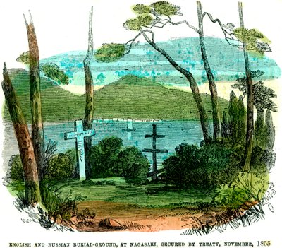 Englischer und russischer Friedhof in Nagasaki, durch Vertrag gesichert, November 1855, 1856 von Unbekannt