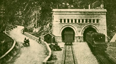 Indgangen til Simplon Tunnel 12 12 Miles Long, der forbinder Schweiz og Italien, c1930. af Unbekannt