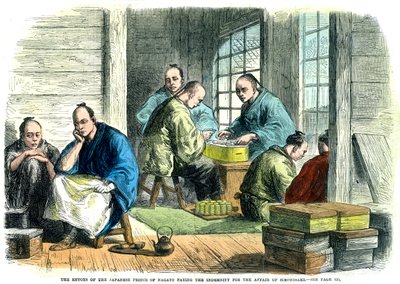 Udsendinge fra den japanske prins af Nagato, der betaler godtgørelsen for Simonosakis affære, 1865 af Unbekannt