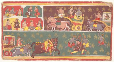 Episoder fra Krishnas liv: Folio fra en Bhagavata Purana Ancient Stories of Lord Vishnu, c1700. af Unbekannt