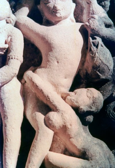 Erotisk skulptur, Khajuraho, Indien. c950-1050. 20. århundrede af Unbekannt