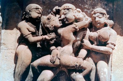 Erotisk skulptur, Khajuraho, Indien. c950-1050. 20. århundrede af Unbekannt