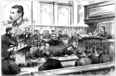 Undersøgelse af John F Egan ved Birmingham politidomstol, dynamitplot, 1884 af Unbekannt