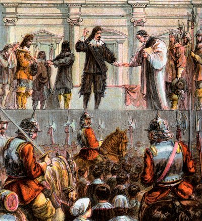 Henrettelse af Charles I, 1649, c1850 af Unbekannt