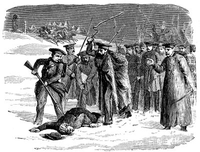 Forvist russisk fange under disciplinering, 1874 af Unbekannt