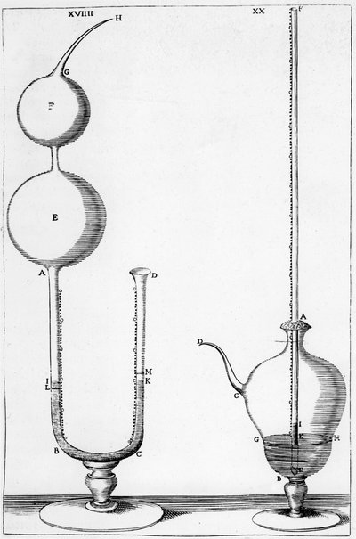 Eksperimentelle barometre brugt af Accademia dell Cimento, Firenze, Italien, 1691 af Unbekannt