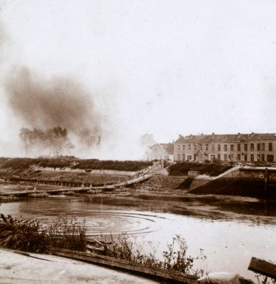 Eksplosion, Nieuwpoort, Flandern, Belgien, c1914-c1918 af Unbekannt