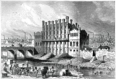 Udvendigt billede af Castle-slibemøllen i Sheffield, 1886 af Unbekannt