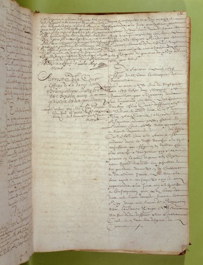 Uddrag fra Conciergerie optegnelser om dødsdommen ved henrettelse og afbrænding af Marquise de Brinvilliers, april 1673 (pen og blæk på papir) af Unbekannt