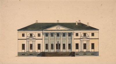 Facaden af huset i Golitsyn Petrovo-Dalneye Estate, første kvartal af 1800-tallet. af Unbekannt