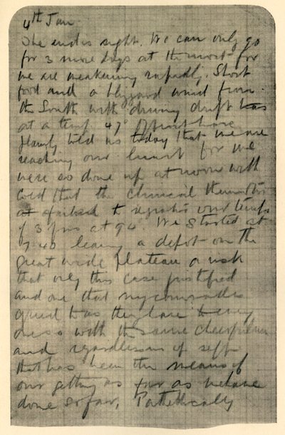 Faksimile af Page of Shackletons Diary, 4. januar 1909 af Unbekannt
