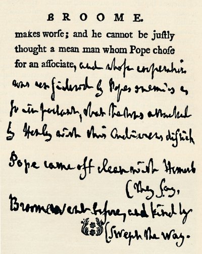 Faksimile af et korrigeret bevis af Johnson for hans Livs of the Poets, fra originalen i For af Unbekannt