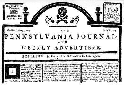 Faksimile af Pennsylvania Journal on the Stamp Act, 1765 c1880 af Unbekannt