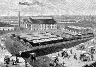 Fabrik til fremstilling, genopladning og servicering af elektriske førerhuse, Aubervilliers, Frankrig, 1899 af Unbekannt