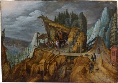 Fantastisk klippelandskab med Sankt Anthonys fristelse, 1600. af Unbekannt