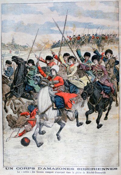 Kvindelige sibiriske kosak-kavalerikorps, russisk-japanske krig, 1904 af Unbekannt