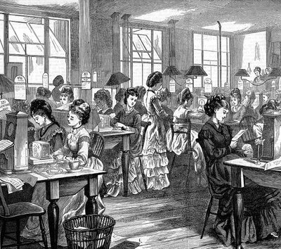 Kvindelige telegrafarbejdere, 1871 af Unbekannt